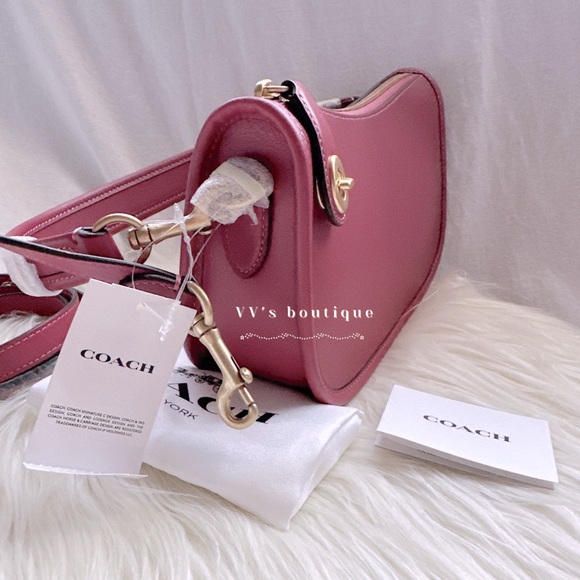 NWT Coach Swinger Bag Glovetanned Leather Rouge Fuschia Dk Pink C0638 - Picture 5 of 10